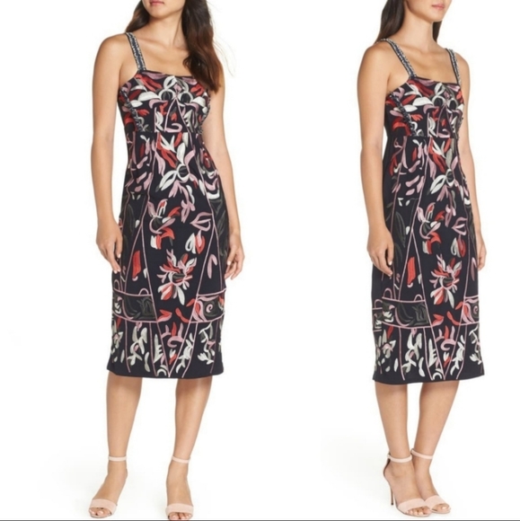 Foxiedox takeo embroidered navy dress - Picture 1 of 8